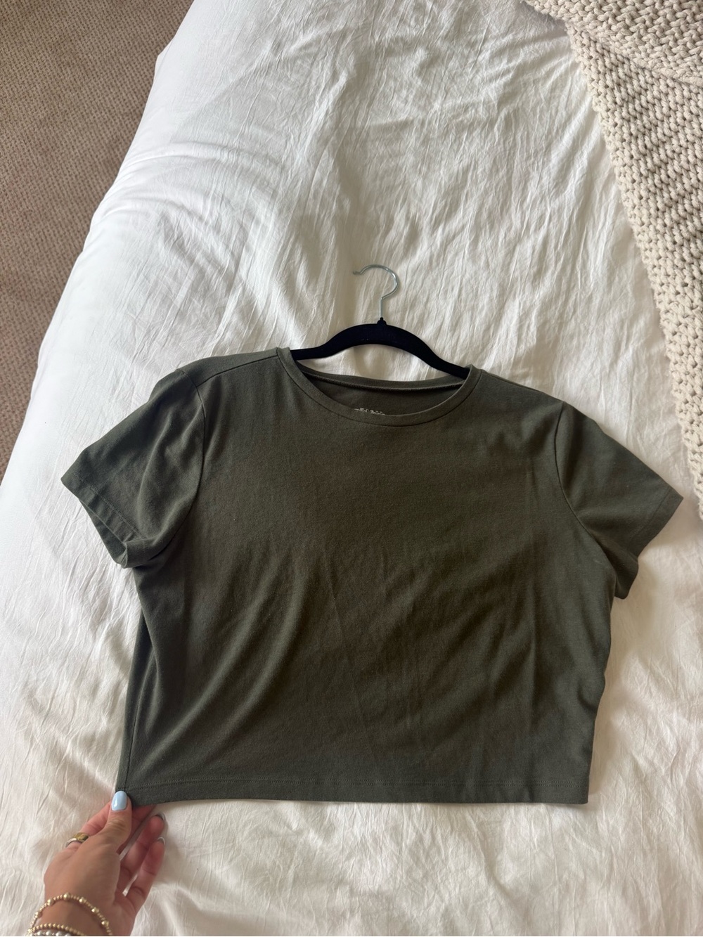 wild fable Olive Green Crop Tee - Short Sleeve Crew
